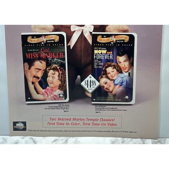 Shirley Temple VHS Release Print Ad Vintage 90s Little Miss Marker Now & Forever - Picture 5 of 5